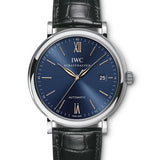IWC Portofino Automatic Blue Dial Black Leather Strap Watch for Men - IW356523 Authentic Buy Shop Now
