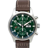 IWC Pilot's Watch Chronograph Edition Racing Green 43mm Green Dial Brown Leather Strap Watch for Men - IW377726 Authentic Buy Shop Now