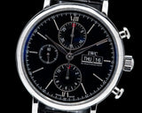 IWC Portofino Chronograph Black Dial Black Leather Strap Watch for Men - IW391008 Authentic Buy Shop Now