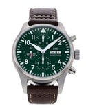 IWC Pilot's Watch Chronograph Edition Racing Green 43mm Green Dial Brown Leather Strap Watch for Men - IW377726 Authentic Buy Shop Now