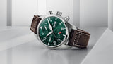 IWC Pilot's Watch Chronograph Edition Racing Green 43mm Green Dial Brown Leather Strap Watch for Men - IW377726 Authentic Buy Shop Now