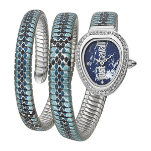 Just Cavalli Glam Snake Blue Dial Multicolor Steel Strap Watch for Women - JC1L163M0225 Authentic Buy Shop Now