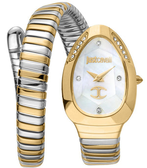 Just Cavalli Glam Evo 4 Mother of Pearl White Dial Two Tone Steel Strap Watch for Women - JC1L229M0065 Authentic Buy Shop Now