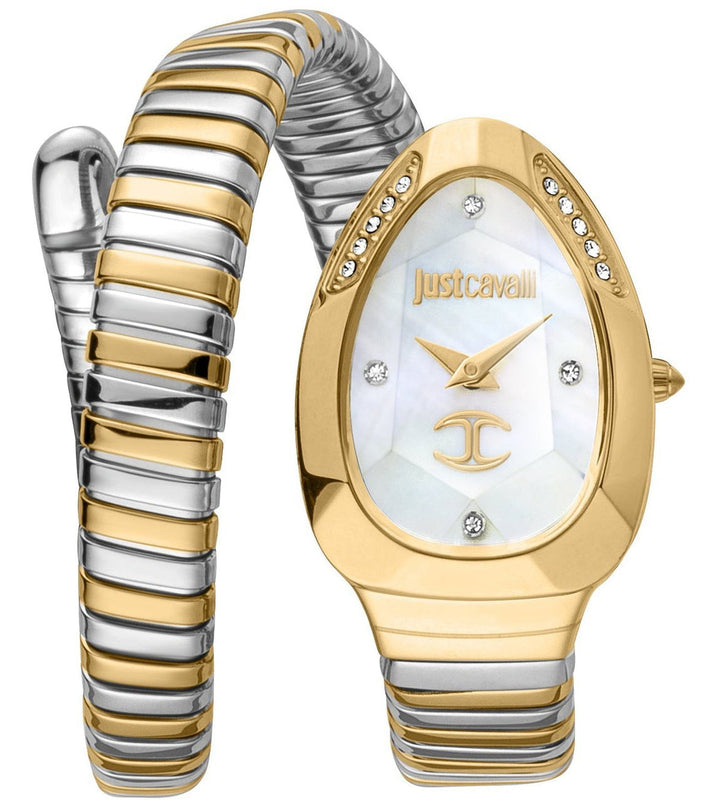 Just Cavalli Glam Evo 4 Mother of Pearl White Dial Two Tone Steel Strap Watch for Women - JC1L229M0065 Authentic Buy Shop Now