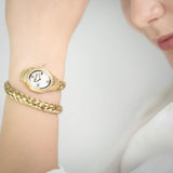 Just Cavalli Twined Mother of Pearl Dial Gold Steel Strap Watch for Women - JC1L305M0045 Authentic Buy Shop Now
