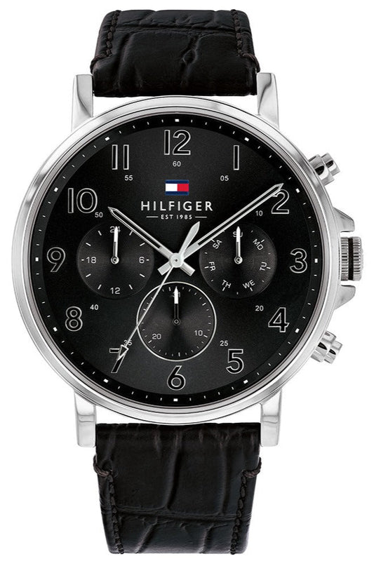 Tommy Hilfiger Daniel Black Dial Black Leather Strap Watch for Men - 1710381 Authentic Buy Shop Now