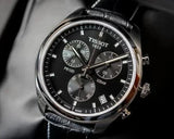 Tissot PR 100 Chronograph Black Dial Black Leather Strap Watch For Men - T101.417.16.051.00 Authentic Buy Shop Now