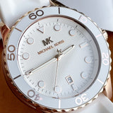 Michael Kors Runway Quartz White Dial White Rubber Strap Watch For Women - MK6853 Authentic Buy Shop Now