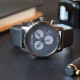 Calvin Klein City Chronograph Grey Dial Black Leather Strap Watch for Men - K2G177C3 Authentic Buy Shop Now