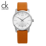 Calvin Klein City Silver Dial Light Brown Leather Strap Watch For Women- K2G23120 Authentic Buy Shop Now