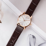 Calvin Klein City White & Gold Dial Brown Leather Strap Watch For Women - K2G23620 Authentic Buy Shop Now