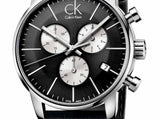 Calvin Klein City Chronograph Black Dial Black Leather Strap Watch for Men - K2G271C3 Authentic Buy Shop Now