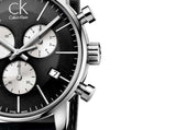 Calvin Klein City Chronograph Black Dial Black Leather Strap Watch for Men - K2G271C3 Authentic Buy Shop Now