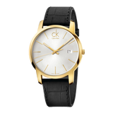 Calvin Klein City Mother of Pearl White Dial Black Leather Strap Watch for Men - K2G2G5C6 Authentic Buy Shop Now
