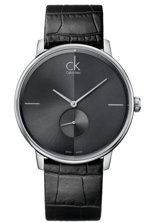 Calvin Klein Accent Black Dial Black Leather Strap Watch for Men - K2Y211C3 Authentic Buy Shop Now