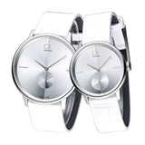 Calvin Klein Accent Silver Dial White Leather Strap Watch for Women - K2Y231K6 Authentic Buy Shop Now