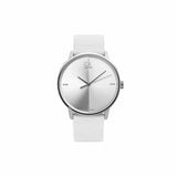 Calvin Klein Accent Silver Dial White Leather Strap Watch for Women - K2Y2Y1KW Authentic Buy Shop Now