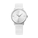 Calvin Klein Accent Silver Dial White Leather Strap Watch for Women - K2Y2Y1KW Authentic Buy Shop Now