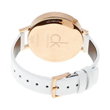 Calvin Klein Equal Silver Dial White Leather Strap Watch for Women - K3E236L6 Authentic Buy Shop Now