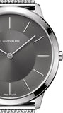 Calvin Klein Minimal Grey Dial Silver Mesh Bracelet Watch for Men - K3M51154 Authentic Buy Shop Now