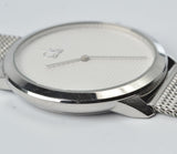 Calvin Klein Minimal White Dial Silver Mesh Bracelet Watch for Men - K3M2112Y Authentic Buy Shop Now