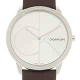 Calvin Klein Minimal Silver Dial Brown Leather Strap Watch for Men - K3M211G6 Authentic Buy Shop Now