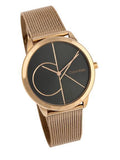 Calvin Klein Minimal Black Dial Rose Gold Mesh Bracelet Watch for Men - K3M21621 Authentic Buy Shop Now