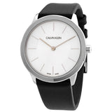 Calvin Klein Minimal Silver Dial Black Leather Strap Watch for Women - K3M221C6 Authentic Buy Shop Now