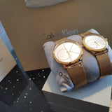 Calvin Klein Minimal White Dial Gold Mesh Bracelet Watch for Men - K3M21526 Authentic Buy Shop Now