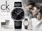 Calvin Klein Surround Black Dial Black Leather Strap Watch for Men - K3W211C1 Authentic Buy Shop Now