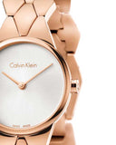 Calvin Klein Snake Silver Dial Rose Gold Steel Strap Watch For Women - K6E23646 Authentic Buy Shop Now