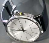 Calvin Klein Post Minimal Silver Dial Black Leather Strap Watch for Men - K7621192 Authentic Buy Shop Now