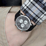 Calvin Klein Post Minimal Chronograph Black Dial Black Leather Strap Watch for Men - K7627107 Authentic Buy Shop Now