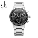 Calvin Klein Post Minimal Chronograph Black Dial Silver Steel Strap Watch for Men - K7627161 Authentic Buy Shop Now
