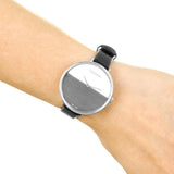 Calvin Klein Rise White Grey Dial Black Leather Strap Watch for Women - K7A231C3 Authentic Buy Shop Now