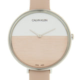 Calvin Klein Rise White Beige Dial Beige Leather Strap Watch for Women - K7A231XH Authentic Buy Shop Now