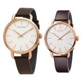 Calvin Klein Even Silver Dial Brown Leather Strap Watch for Men - K7B216G6 Authentic Buy Shop Now