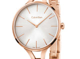 Calvin Klein Graphic Silver Dial Rose Gold Steel Strap Watch for Women - K7E23646 Authentic Buy Shop Now