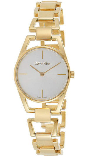 Calvin Klein Dainty White Dial Gold Steel Strap Watch for Women - K7L23546 Authentic Buy Shop Now
