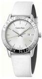 Calvin Klein Steady Silver Dial White Leather Strap Watch for Women - K7Q211L6 Authentic Buy Shop Now