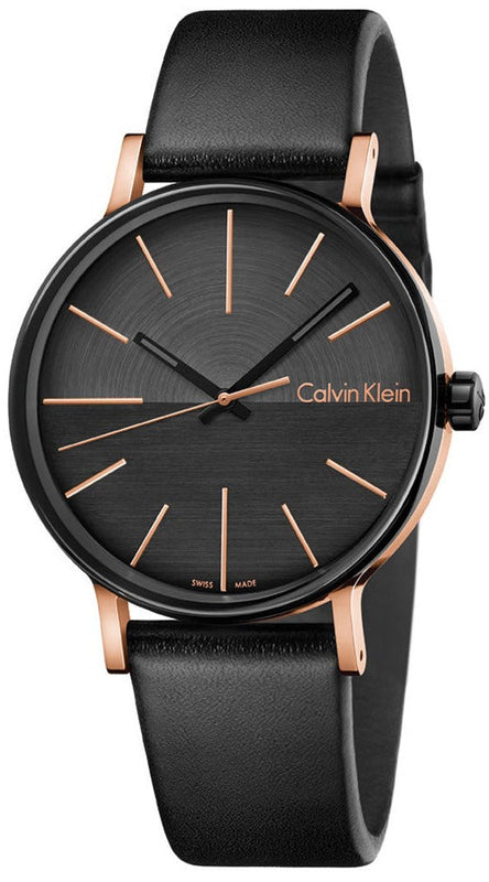 Calvin Klein Boost Black Dial Black Leather Strap Watch for Men - K7Y21TCZ Authentic Buy Shop Now