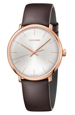 Calvin Klein High Noon Silver Dial Brown Leather Strap Watch for Men - K8M216G6 Authentic Buy Shop Now