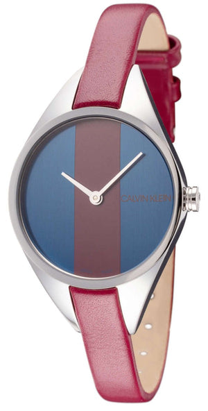 Calvin Klein Rebel Blue Maroon Dial Maroon Leather Strap Watch for Women - K8P231UN Authentic Buy Shop Now
