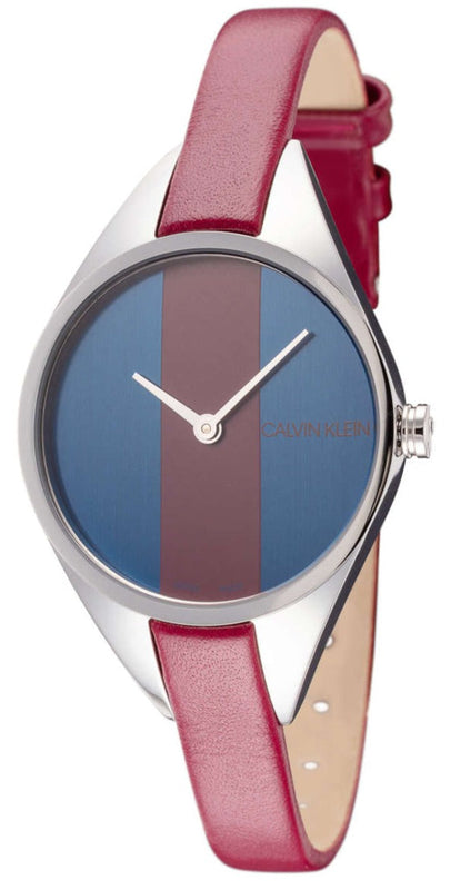 Calvin Klein Rebel Blue Maroon Dial Maroon Leather Strap Watch for Women - K8P231UN Authentic Buy Shop Now