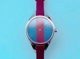Calvin Klein Rebel Blue Maroon Dial Maroon Leather Strap Watch for Women - K8P231UN Authentic Buy Shop Now