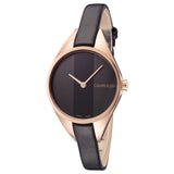 Calvin Klein Rebel Black Dial Black Leather Strap Watch for Women - K8P236C1 Authentic Buy Shop Now