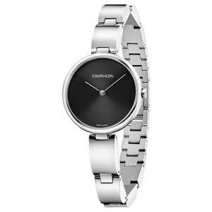 Calvin Klein Wavy Black Dial Silver Steel Strap Watch for Women - K9U23141 Authentic Buy Shop Now