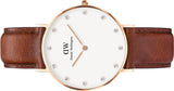 Daniel Wellington Classy St Mawes White Dial Brown Leather Strap Watch For Women - DW00100075 Authentic Buy Shop Now