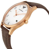 Emporio Armani Beta Chronograph White Dial Brown Leather Strap Watch For Men - AR1915 Authentic Buy Shop Now