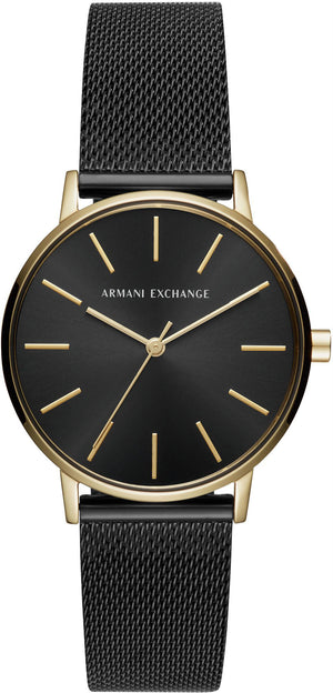 Armani Exchange Lola Three Hand Black Dial Black Mesh Strap Watch For Women - AX5548 Authentic Buy Shop Now